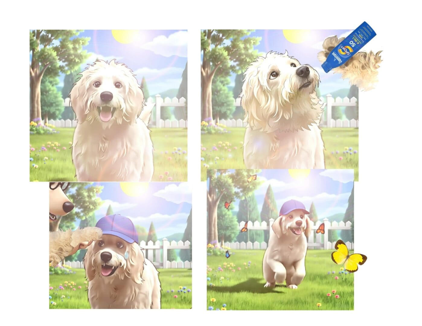 Playful golden retriever puppy in sunny backyard