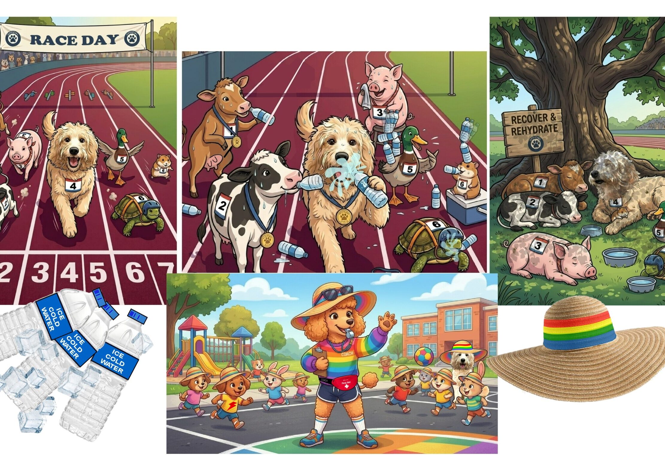 Harvey learns to play safely collage